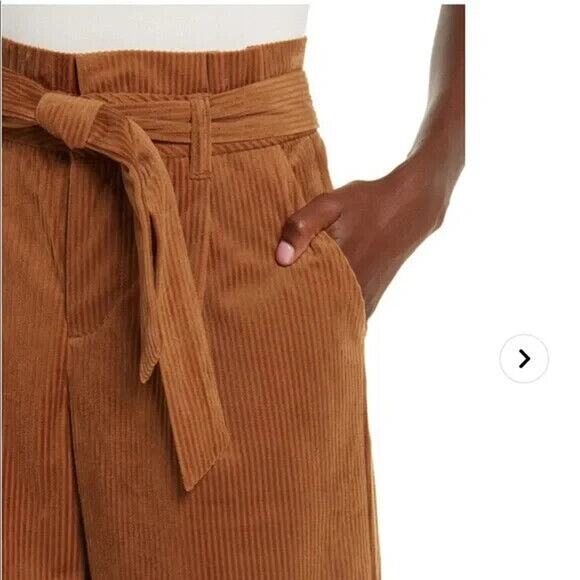 NWT VERO MODA Londyn Paperbag Corduroy Culottes Belted in Camel Tan Preppy - Picture 6 of 16